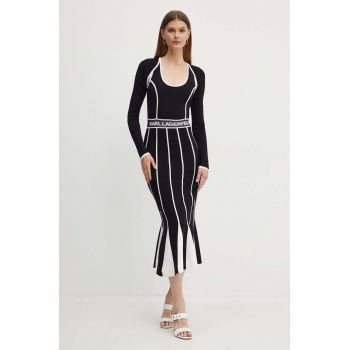 Karl Lagerfeld rochie culoarea negru, midi, drept, 245W1330