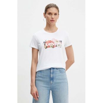 Levi's tricou din bumbac femei, culoarea alb, 17369