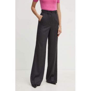 Marella pantaloni de lana culoarea gri, lat, high waist, 2423136091200