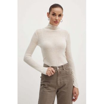 Marella pulover de lana femei, culoarea alb, light, cu turtleneck, 2423366032200