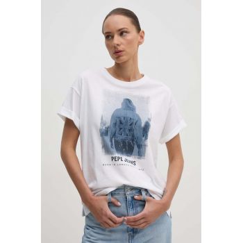 Pepe Jeans tricou din bumbac ELIZA femei, culoarea bej, PL505890