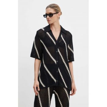 Samsoe Samsoe cardigan din bumbac SAISHA culoarea negru, călduros, F24200030