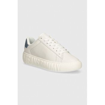 Tommy Jeans sneakers din piele TJW FANCY LEATHER CUPSOLE culoarea alb, EN0EN02575