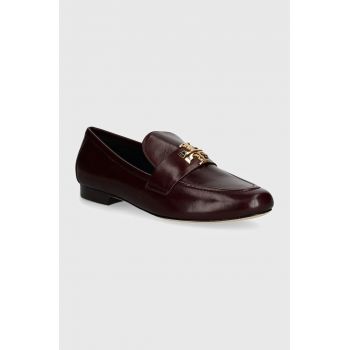 Tory Burch mocasini de piele Eleanor Loafer femei, culoarea bordo, cu toc plat, 158204-500