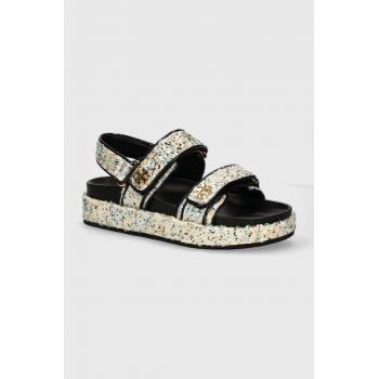 Tory Burch sandale Kira Sport Sandal femei, culoarea bej, cu platforma, 158956-001