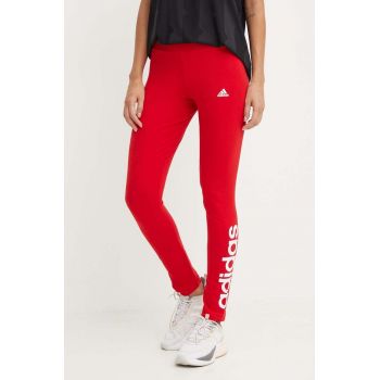 adidas colanti Essentials femei, culoarea rosu, cu imprimeu, IY9179