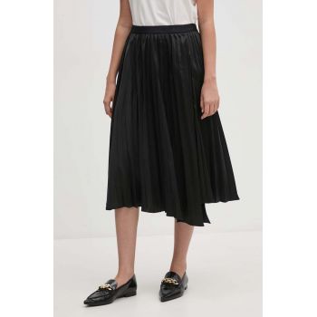 Dkny fusta culoarea negru, midi, evazati, P4ENTQBW