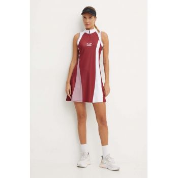 EA7 Emporio Armani rochie sport culoarea bordo, mini, evazati, TJ04Z.6DTA51