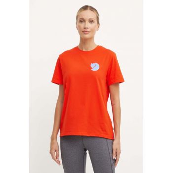 Fjallraven tricou Fox Boxy Logo femei, culoarea portocaliu, F87153