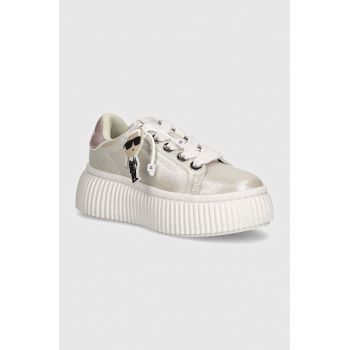 Karl Lagerfeld sneakers din piele KREEPER culoarea argintiu, KL42376N