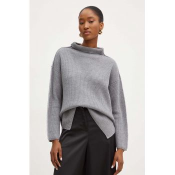 Max Mara Leisure pulover de lana femei, culoarea gri, călduros, cu turtleneck, 2426366178600