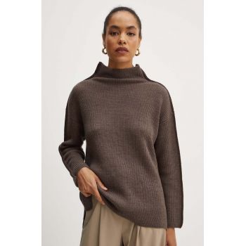 Max Mara Leisure pulover de lana femei, culoarea maro, călduros, cu turtleneck, 2426366178600