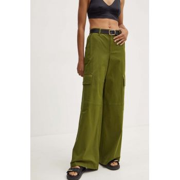 MICHAEL Michael Kors pantaloni femei, culoarea verde, drept, high waist, MT430O53X6