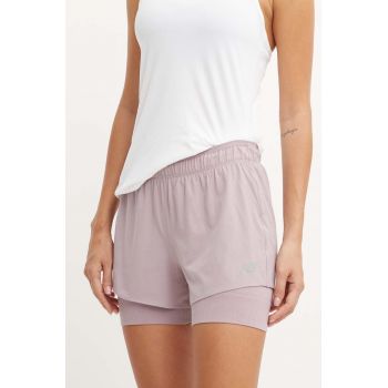 New Balance pantaloni scurți de alergare culoarea violet, neted, medium waist, WS41287ICW