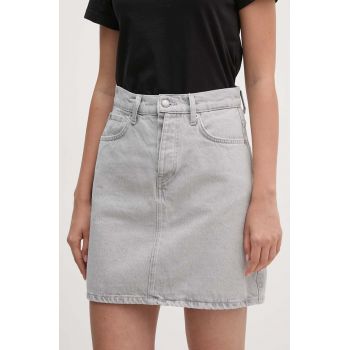 Pepe Jeans fusta jeans MINI SKIRT HW CLOUD culoarea gri, mini, evazati, PL901136