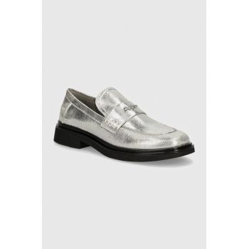 Pepe Jeans mocasini PLS10424 femei, culoarea argintiu, cu toc plat, PENNY GLOSS