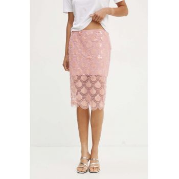 Rotate fusta Sequin Pencil Skirt culoarea roz, midi, drept, 1134461922