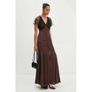 Rotate rochie Lace Maxi V-Neck Dress culoarea maro, maxi, mulata, 1127042910