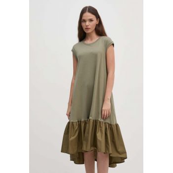 Sandro Ferrone rochie din bumbac culoarea verde, mini, evazati, SFS7XBDMIRANY