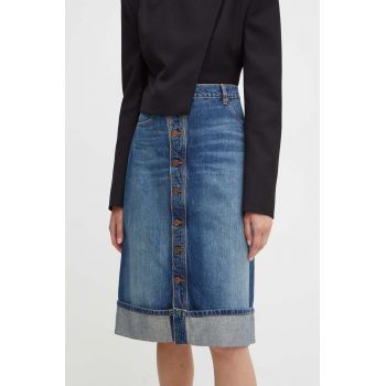 Victoria Beckham fusta jeans midi, drept, 1324DSK005559A