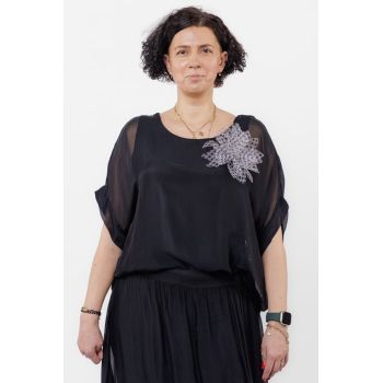 Bluza neagra din matase naturala