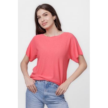 Bluza versatila cu maneca scurta, corai