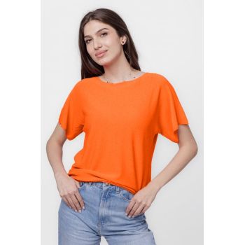 Bluza versatila cu maneca scurta, portocalie