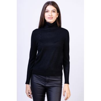 Helanca pulover cu guler inalt, neagra