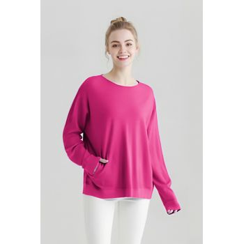 Pulover cu detalii lurex si nasturei pe spate, fucsia