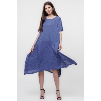 Rochie A-line in colturi albastru jeans