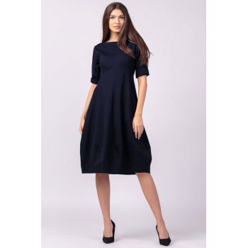 Rochie lalea cambrata din jerseu de bumbac, bleumarin