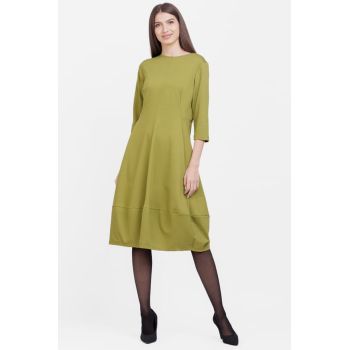 Rochie lalea din jerseu punto milano, verde olive