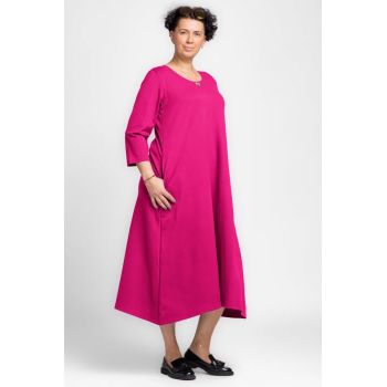 Rochie lunga A-line din jerseu punto milano, fucsia