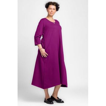 Rochie lunga A-line din jerseu punto milano, magenta