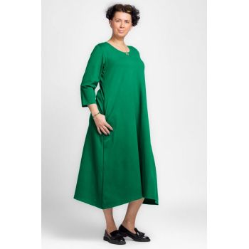 Rochie lunga A-line din jerseu punto milano, verde intens