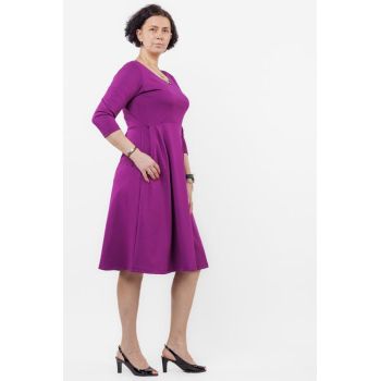 Rochie taiata in talie din jerseu de vascoza, magenta