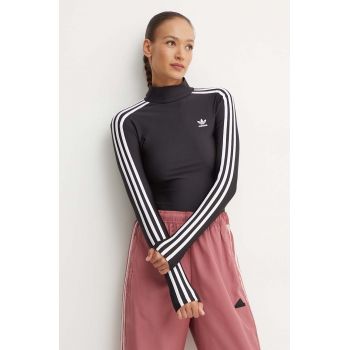 adidas Originals longsleeve femei, culoarea negru, cu turtleneck, IZ3200