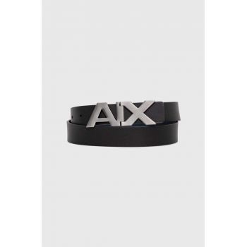 Armani Exchange curea de piele barbati, culoarea negru