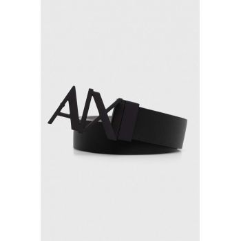 Armani Exchange curea de piele cu doua fete barbati, culoarea negru, 951017 CC505