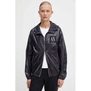 Armani Exchange geaca femei, culoarea negru, de tranzitie, oversize, 8NYB45 YNYNZ