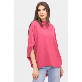 Bluza lalea, oversize, din bumbac, fucsia