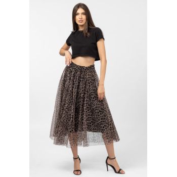 Fusta clos din tulle animal print