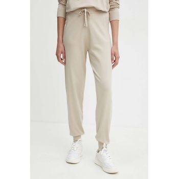 Max Mara Leisure pantaloni de trening culoarea bej, neted, 2426336028600