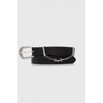 Pepe Jeans curea de piele LEIGHTON BELT femei, culoarea negru, PL020853 ieftina