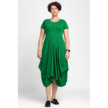 Rochie lunga in colturi, din tricot de bumbac, verde crud