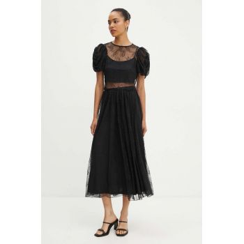 Rotate fusta Lace Long Midi Skirt culoarea negru, maxi, evazati, 112728100