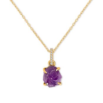 Colier din argint Golden Piece of Amethyst