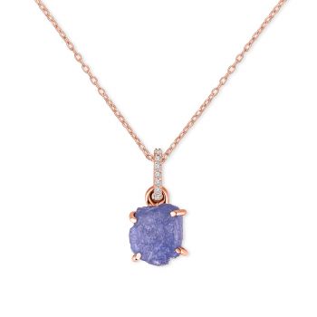 Colier din argint Rose Gold Piece of Tanzanite