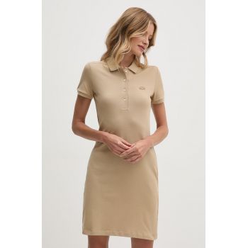 Lacoste rochie culoarea bej, mini, drept