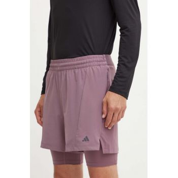 adidas Performance pantaloni scurți de antrenament Yoga culoarea violet, IY1633